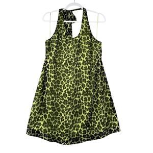 Alice + Olivia Green Leopard Print Mini Dress